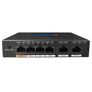 TR-NS1006-60-4POE # PoE-коммутатор с 4 PoE-портами и дальностью питания до 250 м